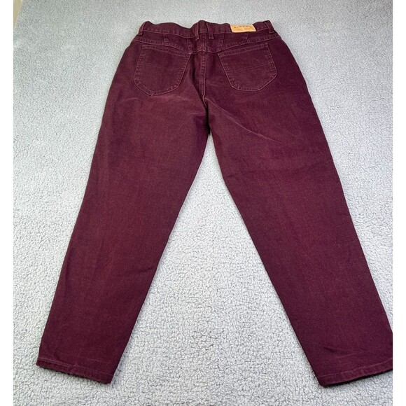 VINTAGE  Riders Jeans Women 18P Burgundy Tapered High Rise Denim Mom USA 31 x 28 - Picture 6 of 16